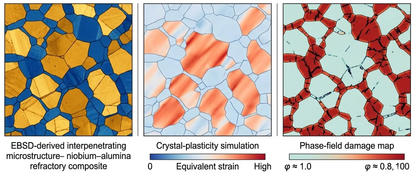 EBSD, crystal plasticity, and phase-field damage workflow for microstructure-informed materials modeling